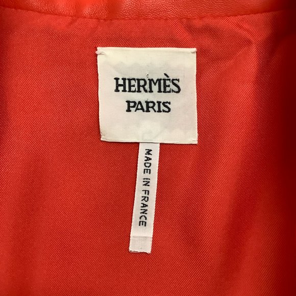 Hermès Orange Leather 2 Button Blazer - Picture 4 of 5
